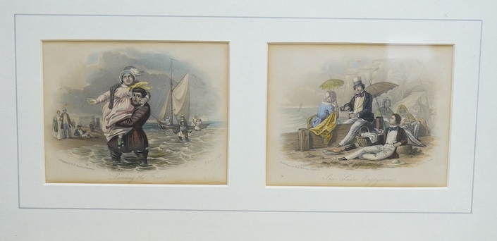 After R. Forse, set of six Brighton interest coloured engravings, mounted and framed as three to include: The Beauties of Brighton, The Water Witch and The Water Lily, each published by W. H. Mason, Brighton, together wi